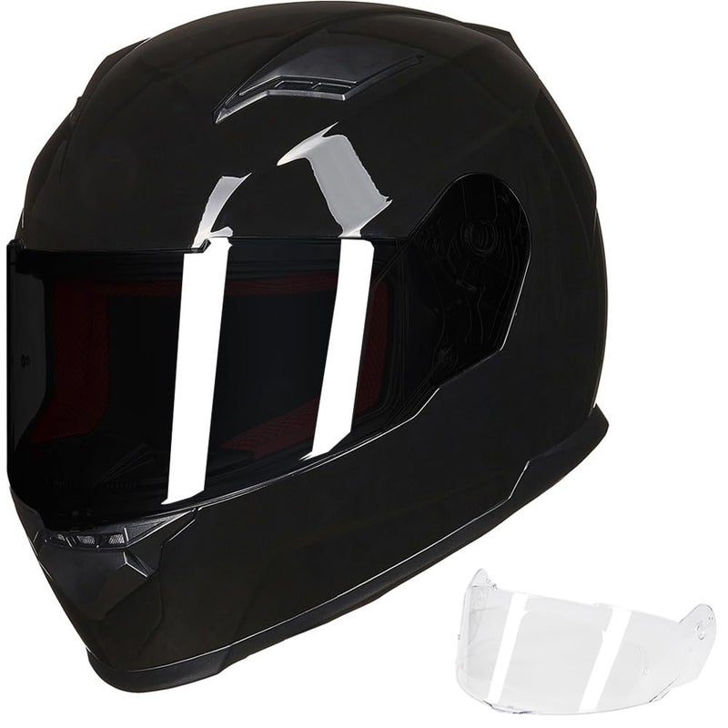 ILM Full Face Snowmobile Motorcycle Helmets for Men Womens Dual Sport Pinlock Anti Fog for Adults DOT Model 817 (Gloss Black, L) - Image 1